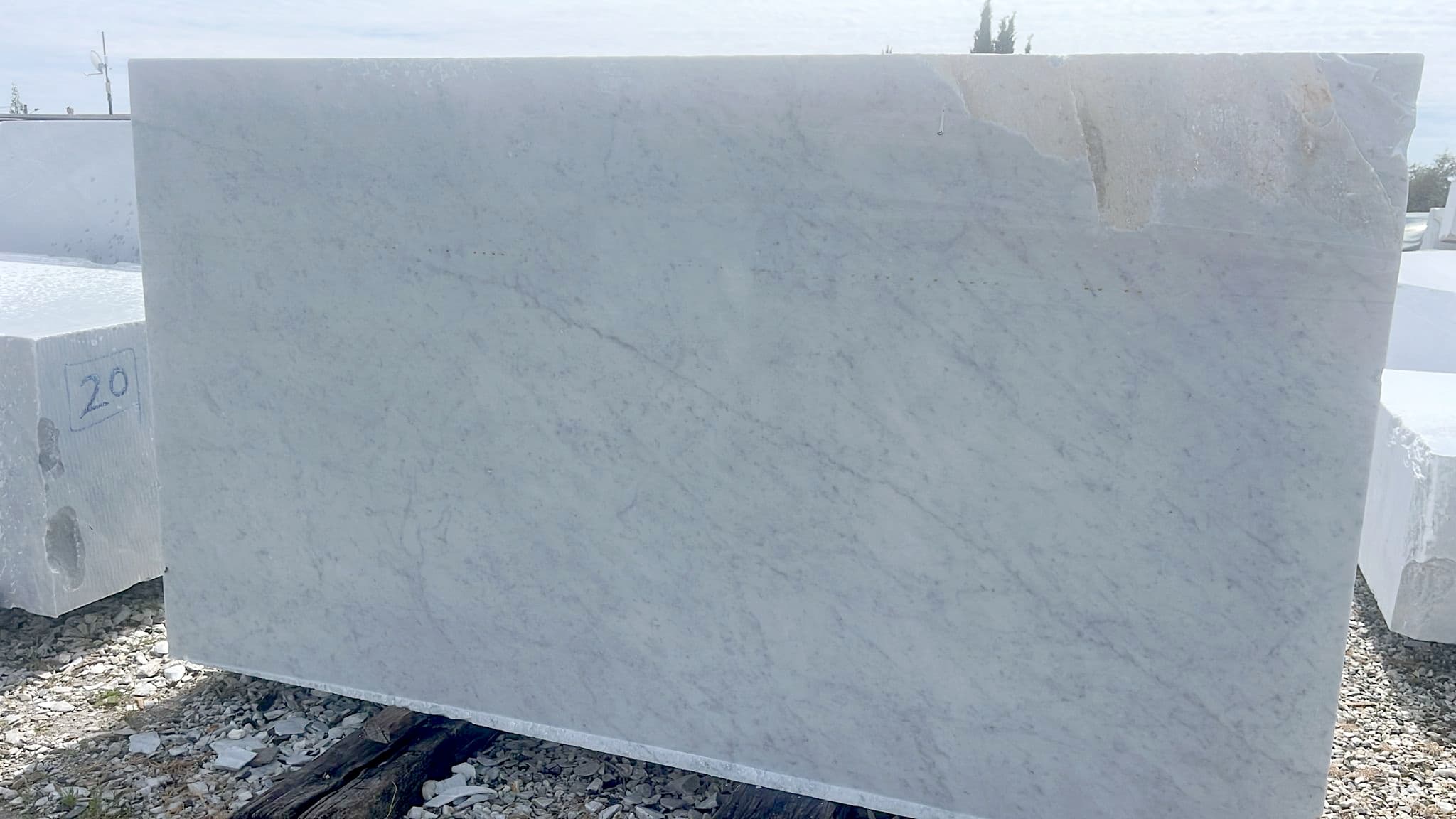 Bianco Carrara premium polished Italian marble slab from Carrara — White with polished finish