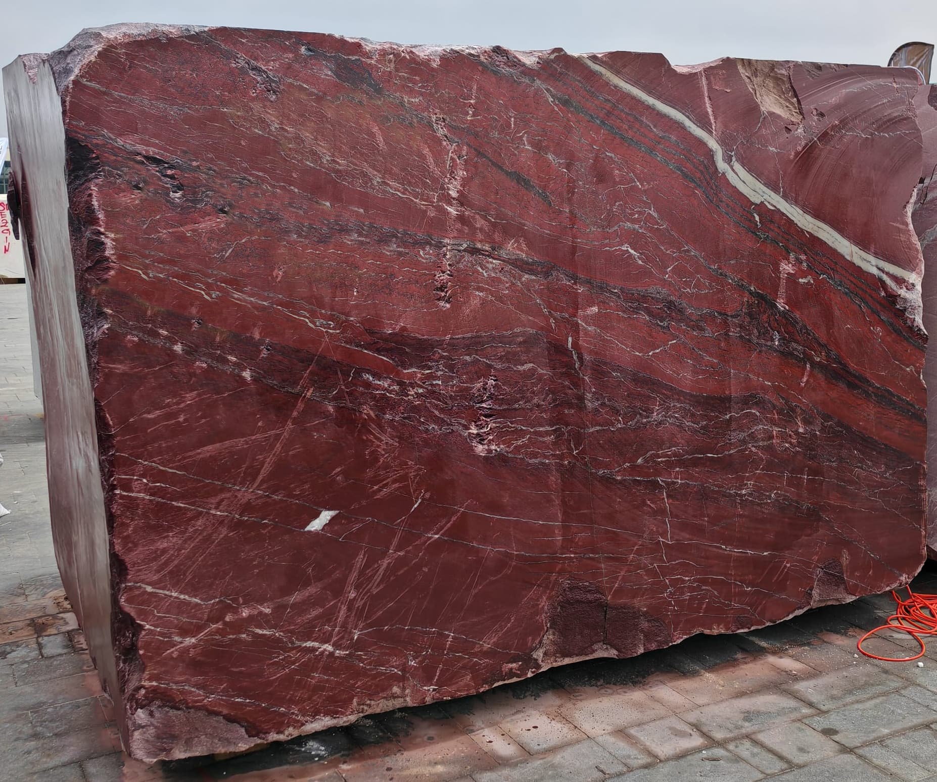 Rosso Laguna premium polished Italian marble slab from Carrara — Pink with polished finish